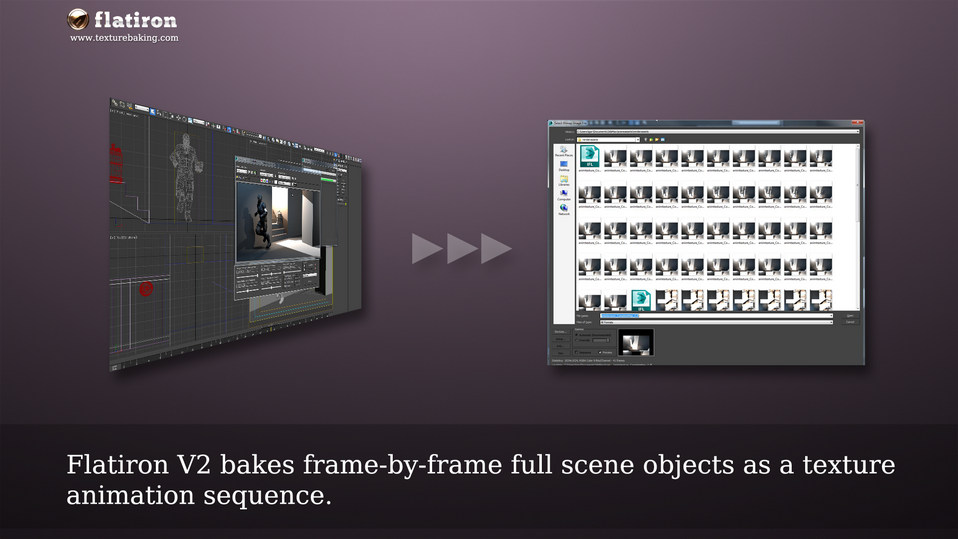 Flatiron Version 2 bakes scene textures as animation sequence