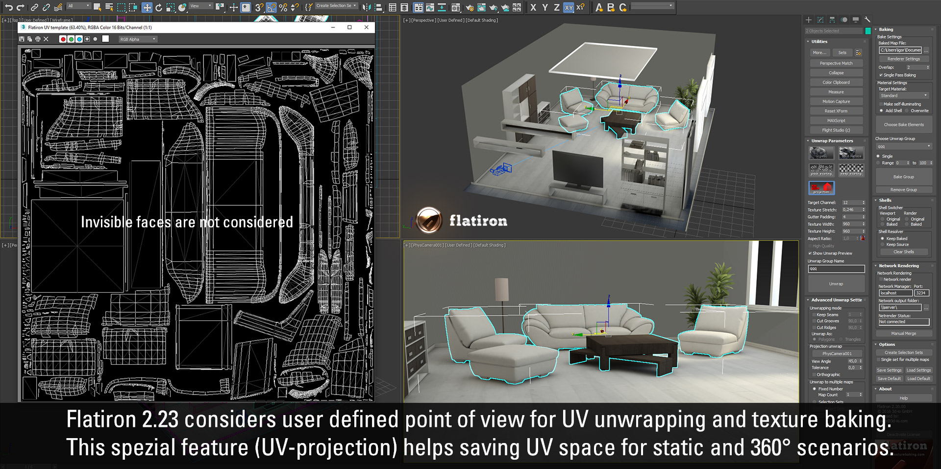 Flatiron 2.23 Projection UV Unwrapping