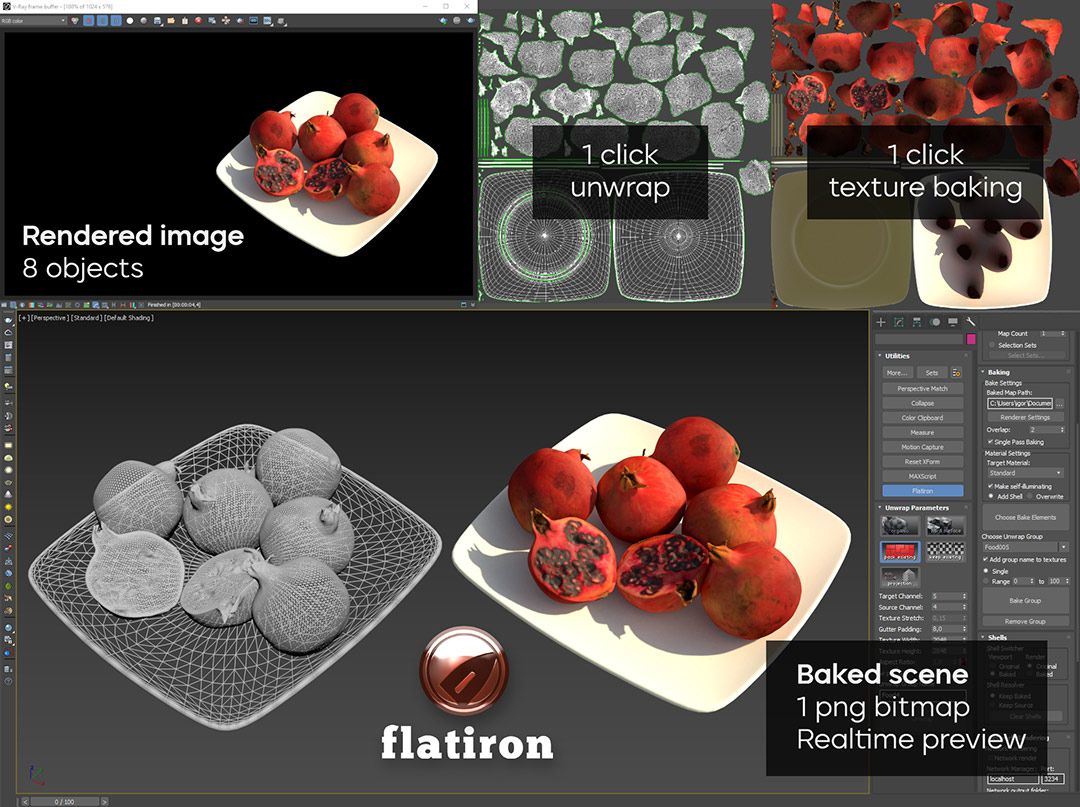 Flatiron automatic texture baking for 3D Game Assets